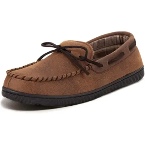 ULTRAIDEAS Men's Luke Moccasin Slippers,Camel,10