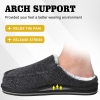 ONCAI Mens Slippers with Orthotic Arch Support,Cotton-Blend High-Density Memory Foam Plantar Fasciitis House Slippers Warm Stripe Faux Fur Clogs Slip-on Indoor Outdoor Rubber Sole Black Size 10