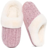 Evshine Women's Chenille Knit Fuzzy Slippers Memory Foam Warm House Shoes