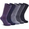 LANLEO Merino Wool Hiking Socks for Women Men Thermal Winter Warm Thick Cushion Moisture Wicking Crew Work Boot Socks 5 Pairs Solid Color A,Medium