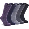 LANLEO Merino Wool Hiking Socks for Women Men Thermal Winter Warm Thick Cushion Moisture Wicking Crew Work Boot Socks 5 Pairs Solid Color A,Medium