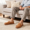 shoeslocker Moccasins for Men House Slippers Indoor Outdoor Plush Mens Bedroom Shoes with Hard Sole Beige 10 M US