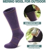 LANLEO Merino Wool Hiking Socks for Women Men Thermal Winter Warm Thick Cushion Moisture Wicking Crew Work Boot Socks 5 Pairs Solid Color A,Medium