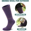 LANLEO Merino Wool Hiking Socks for Women Men Thermal Winter Warm Thick Cushion Moisture Wicking Crew Work Boot Socks 5 Pairs Solid Color A,Medium